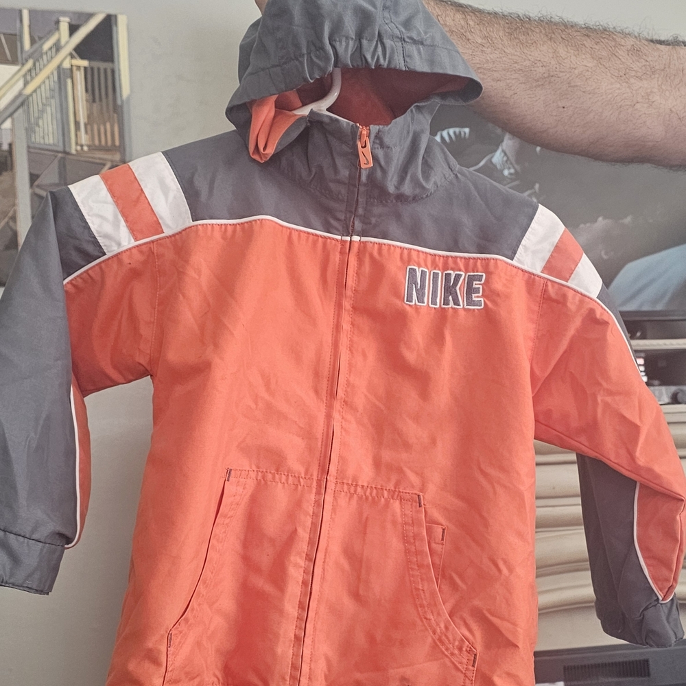 Nike Kids Vibrant Orange and Gray Raincoat